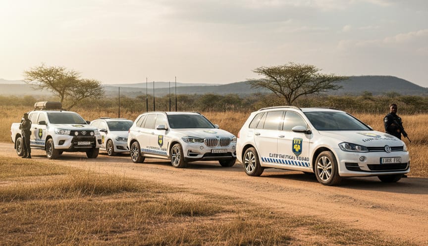 Elite Tactical Squad escort vehicles on patrol